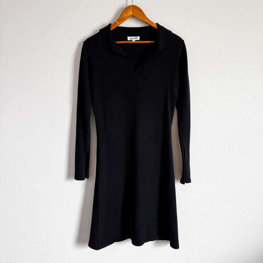 Djerf Avenue Women's Black Getaway V Neck Long Sleeve Collared Dress Size XXS